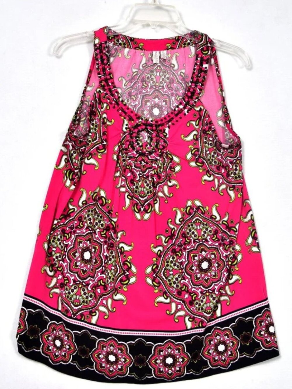 Madison Petite Women's Blouse Sleeveless Pink Black Size PL